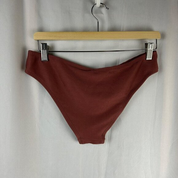 NEW Cupshe Ribbed Triangle 2 Piece Bikini Women Medium Brown Solid Vacation - Picture 11 of 13